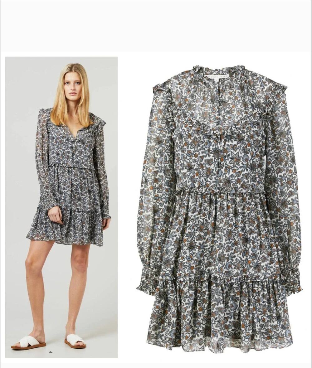 Veronica Beard Savile Floral Silk Dress 4 Boho Prairie Western Festival Romantic
